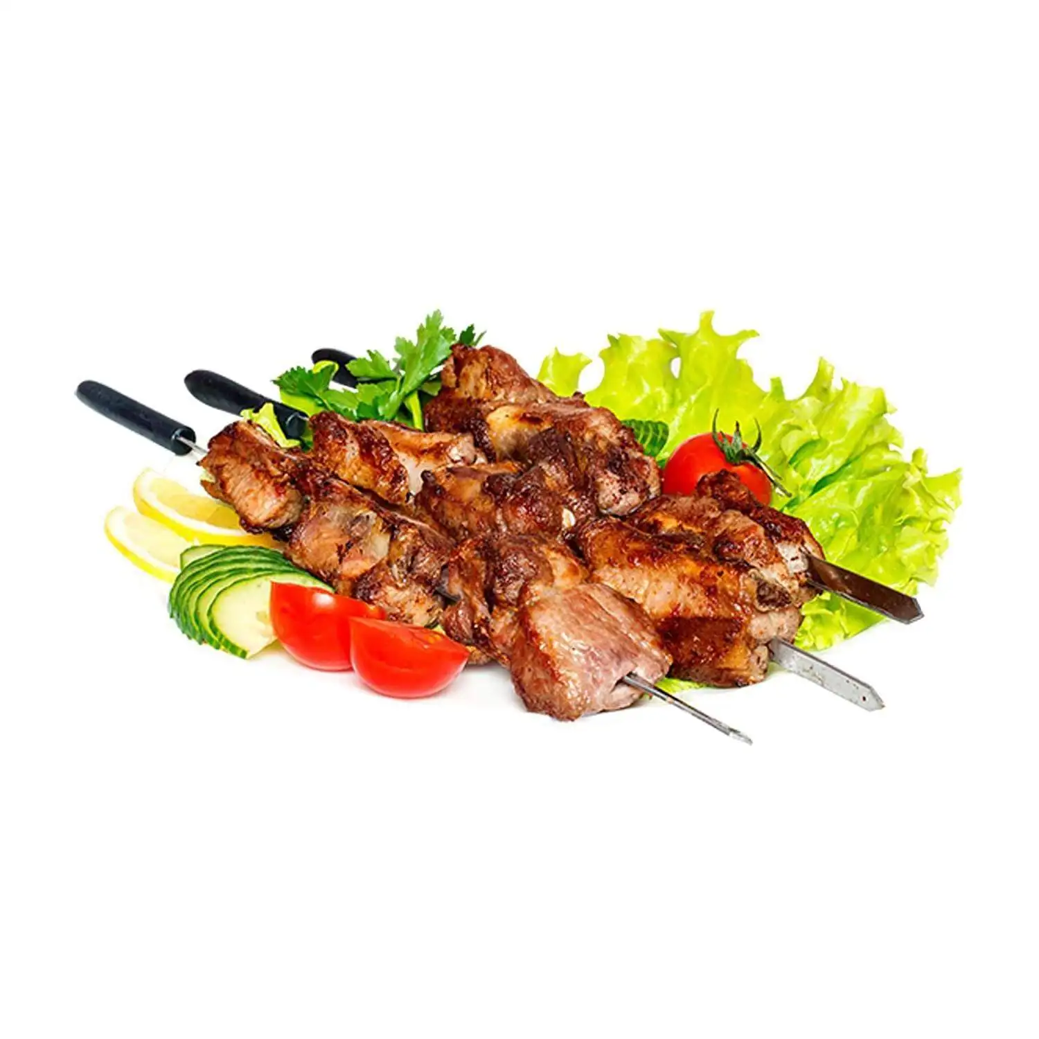 Цена за 100г Шашлык свиной, карбонад (+лук и соус)